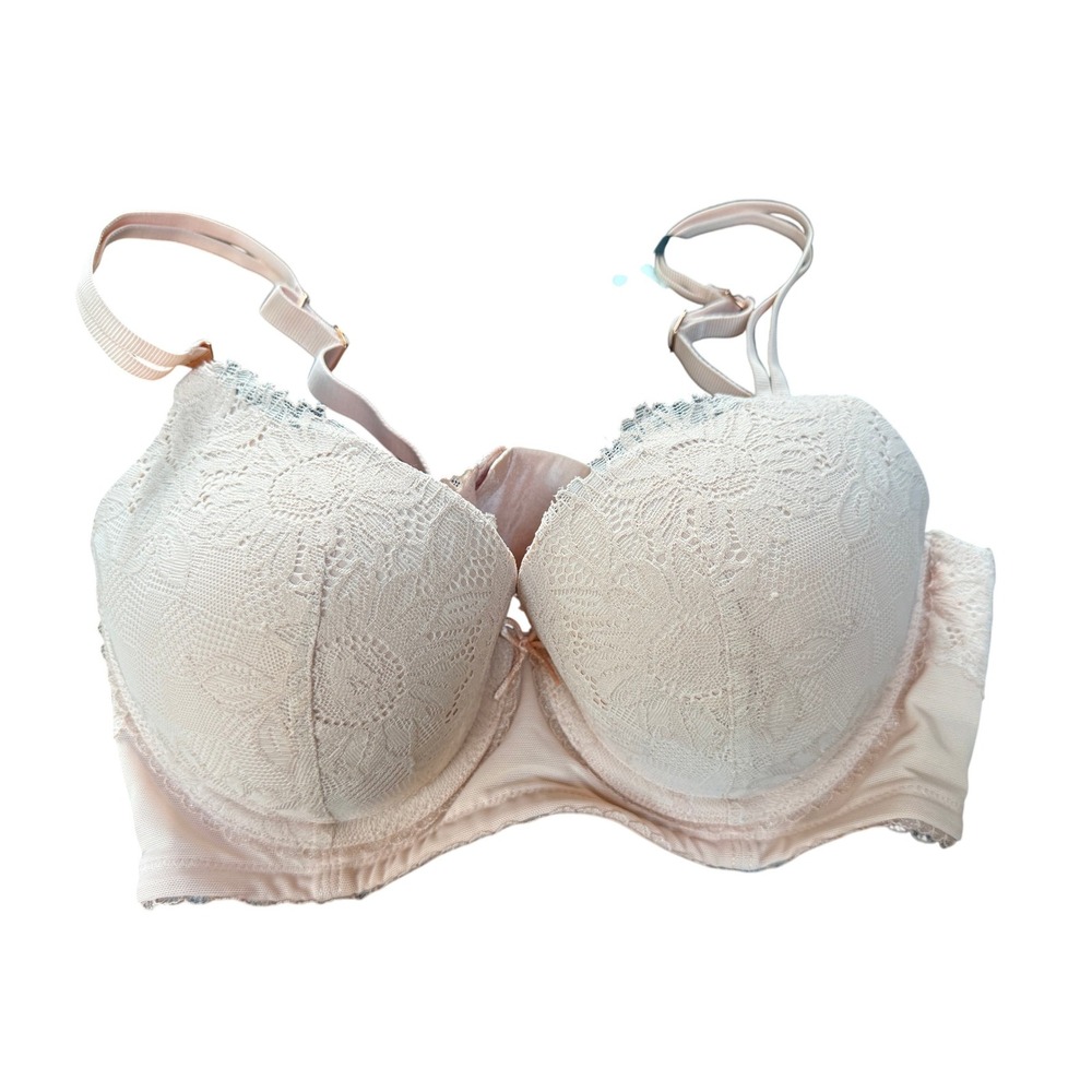 Aerie Plunge Bra 38C Light Pink Lace Push Up‎ Adjustable Straps